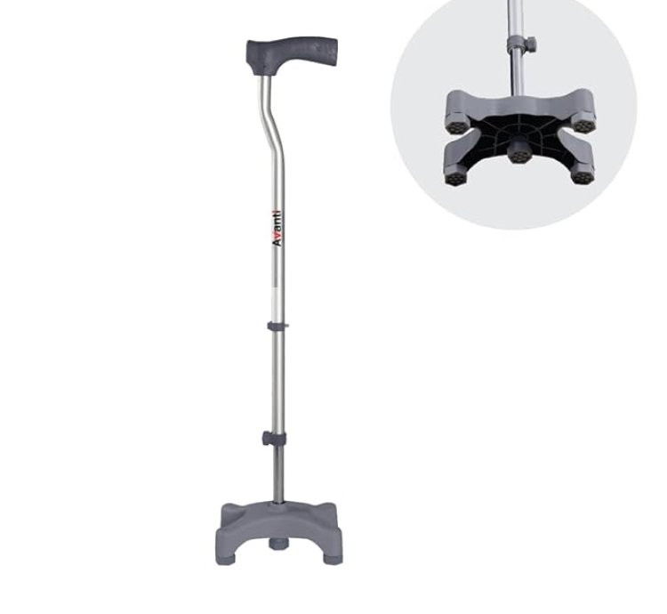 Vissco Avanti L-Shape Quadripod Walking Stick Adjustable 4-Leg Aid