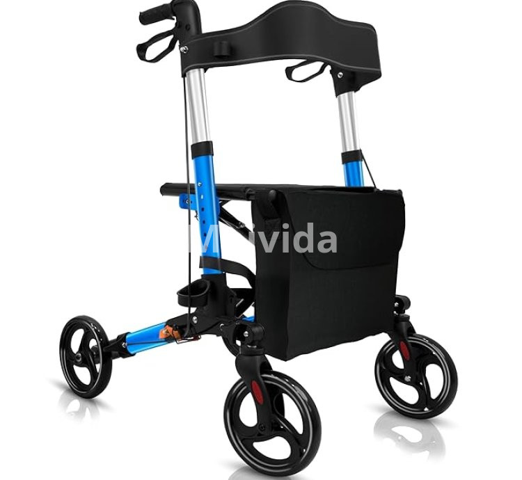 KosmoCare Euro-Style Rollator Compact Folding Walker with Wheels and Seat