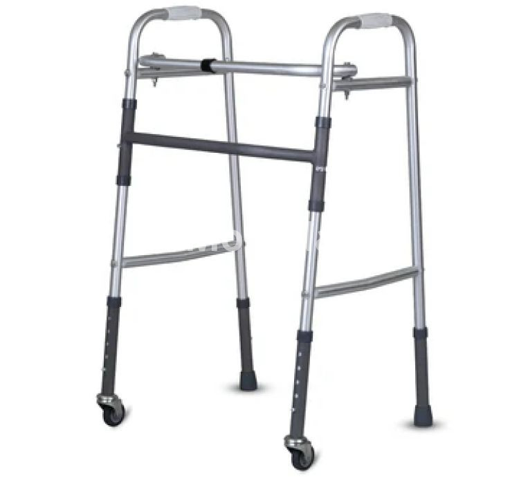 Vissco Dura Lite Foldable Aluminium Walker with Wheels and Adjustable Height