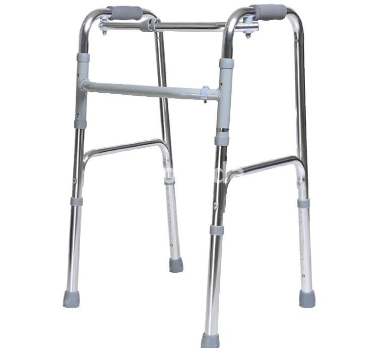 AGEasy Adjustable Walker for Elders – Foldable Steel Frame Walking Aid with Anti-Slip Tips