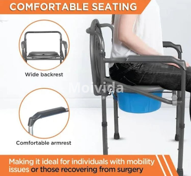Vissco Comfort Folding Commode Chair Portable Adjustable Bathroom Aid