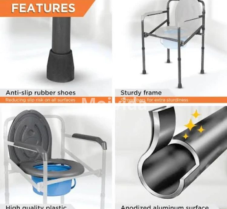 Vissco Comfort Folding Commode Chair Portable Adjustable Bathroom Aid