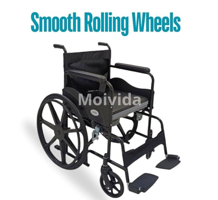 Fidelis Lightweight Foldable Commode Wheelchair Manual Chair with Brakes