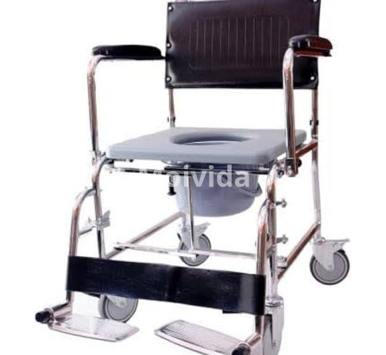 Mobility Kart Foldable Rolling Commode Wheelchair Portable Toilet Chair