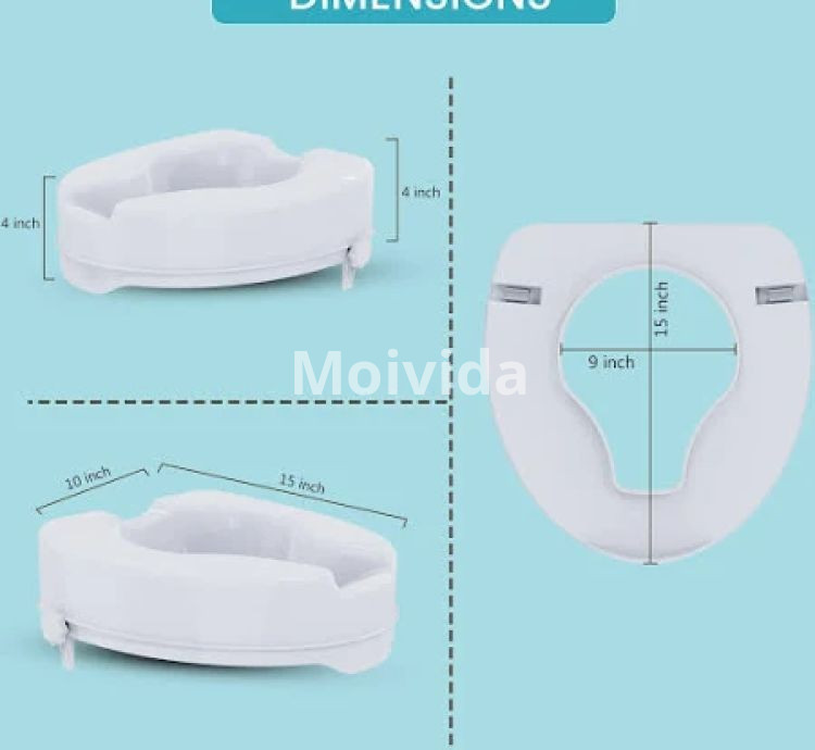 EASYCARE EC7060C4 Toilet Seat Riser – 4-Inch Raised Seat with Safety Lock