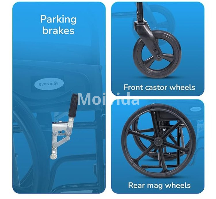 Everactiv Economy Foldable Wheelchair Heavy-Duty Self-Propelled with Safety Belt