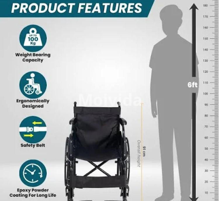 Venante Foldable Wheelchair Lightweight Self-Propelled Chair with Safety Belt