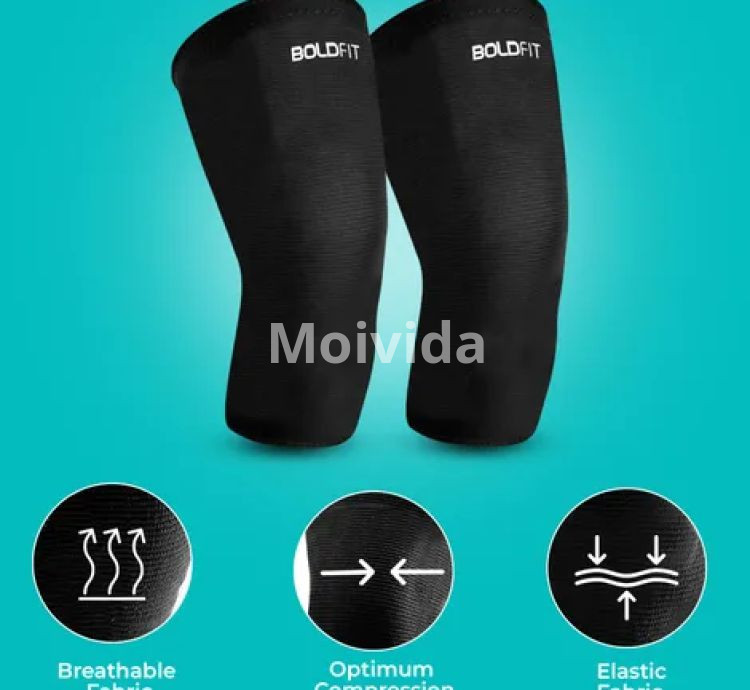 Boldfit Black Knee Caps – Compression Knee Support for Sports & Daily Use (Pair)