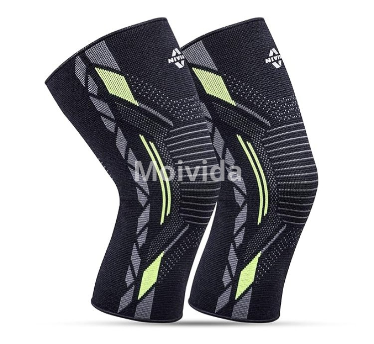 Nivia Knitted Knee Support Compression Sleeves for Sports & Running (Pair)