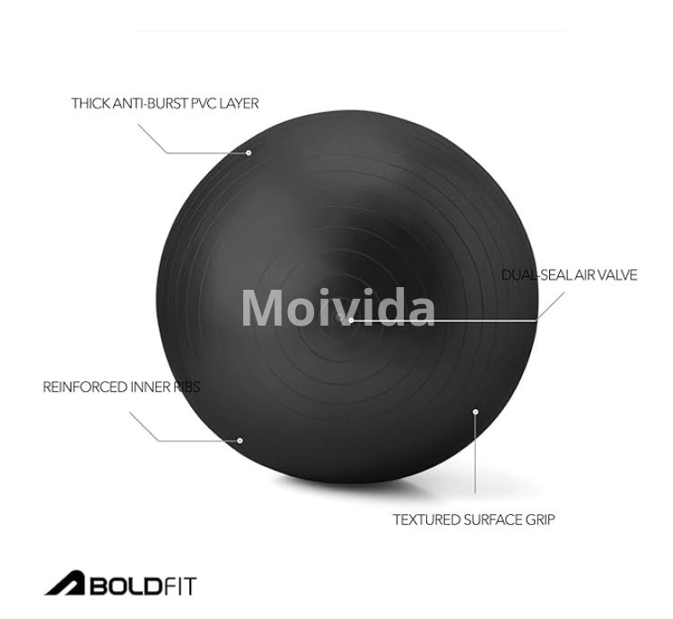 Boldfit 55cm Anti-Burst Gym Ball with Foot Pump for Exercise Training
