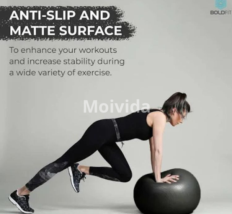 Boldfit 55cm Anti-Burst Gym Ball with Foot Pump for Exercise Training