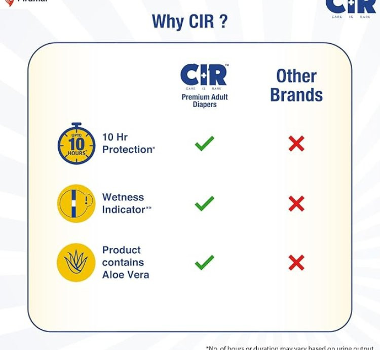 CIR Premium Adult Diaper Medium Tape Style with 10-Hour Protection