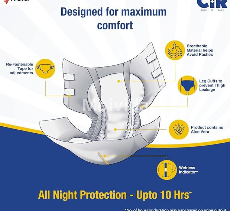 CIR Premium Adult Diaper Medium Tape Style with 10-Hour Protection