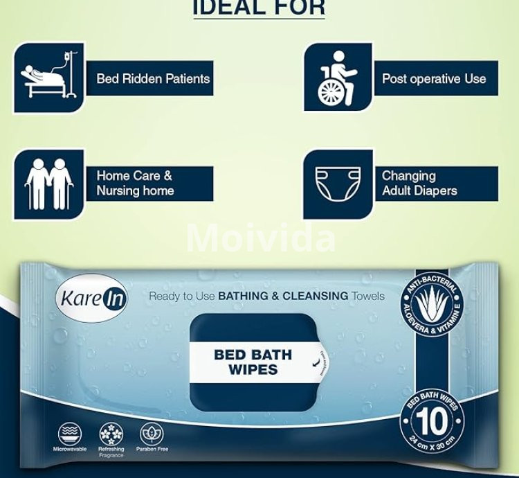 KareIn Bed Bath Wipes Pack of 6 Adult Antibacterial Sponge Bath Wipes