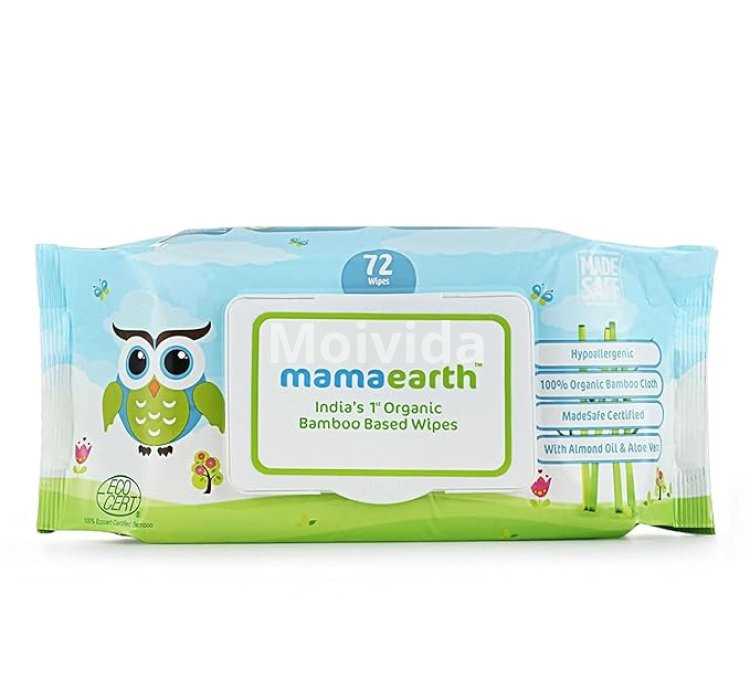Mamaearth Organic Bamboo Baby Wipes 72 Soft Hypoallergenic Wipes