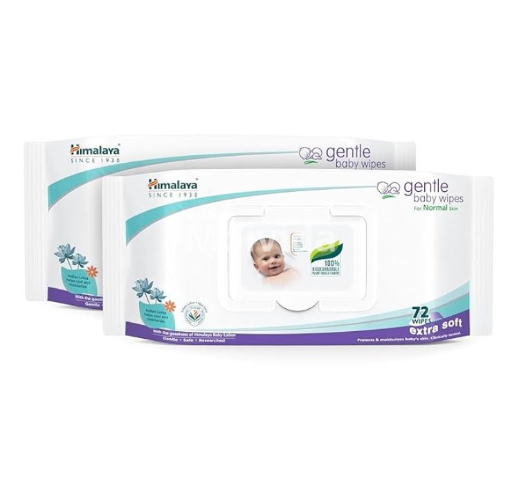 Himalaya Gentle Baby Wipes 144 Count Plant-Based pH-Balanced Wipes