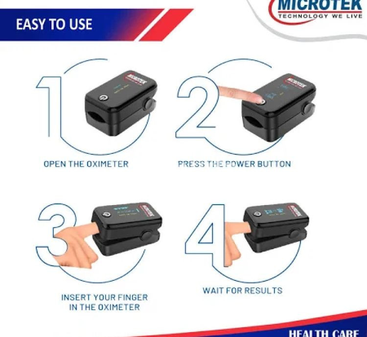 Microtek Pulse Oximeter Black Accurate SpO2 & Pulse Rate Monitor