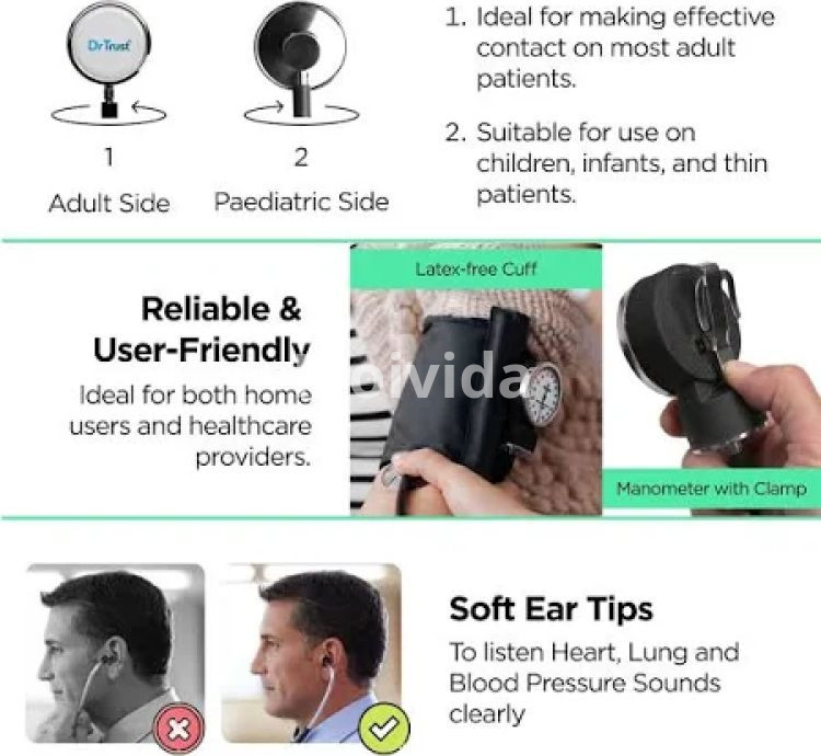 Dr Trust Aneroid Sphygmomanometer Manual BP Monitor with Stethoscope