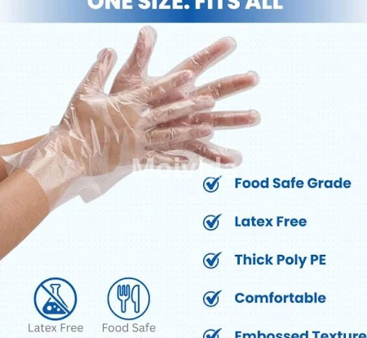 C-Cure Disposable Plastic Hand Gloves Latex-Free Food-Safe Pack of 200