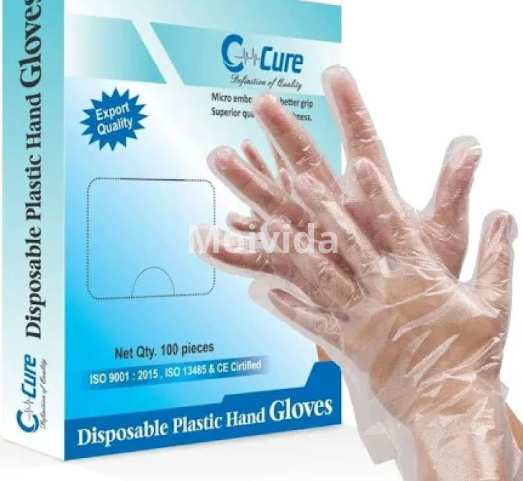 C-Cure Disposable Plastic Hand Gloves Latex-Free Food-Safe Pack of 200