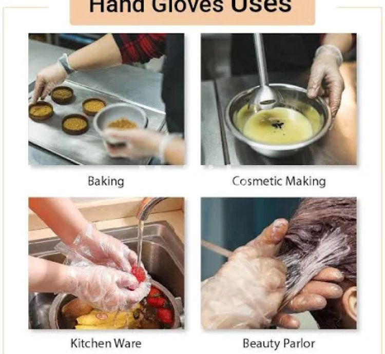 VedaOils Transparent Hand Gloves Universal Disposable Gloves for Cleaning