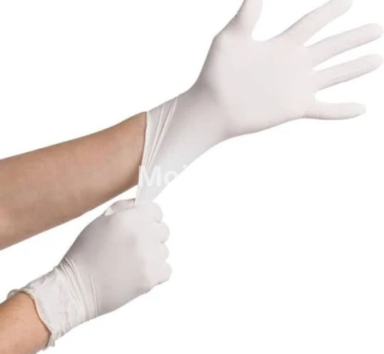 Powder-Coated Latex Disposable Gloves White Protective Box of 100