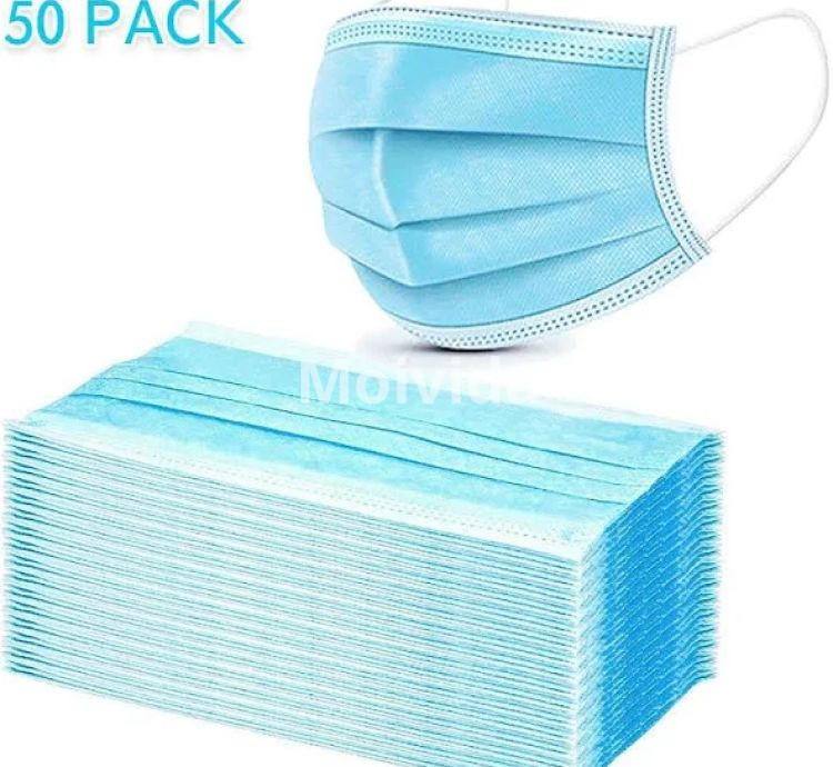 Quarant 3-Ply Disposable Face Mask Blue Pack of 50 with Travel Pouch
