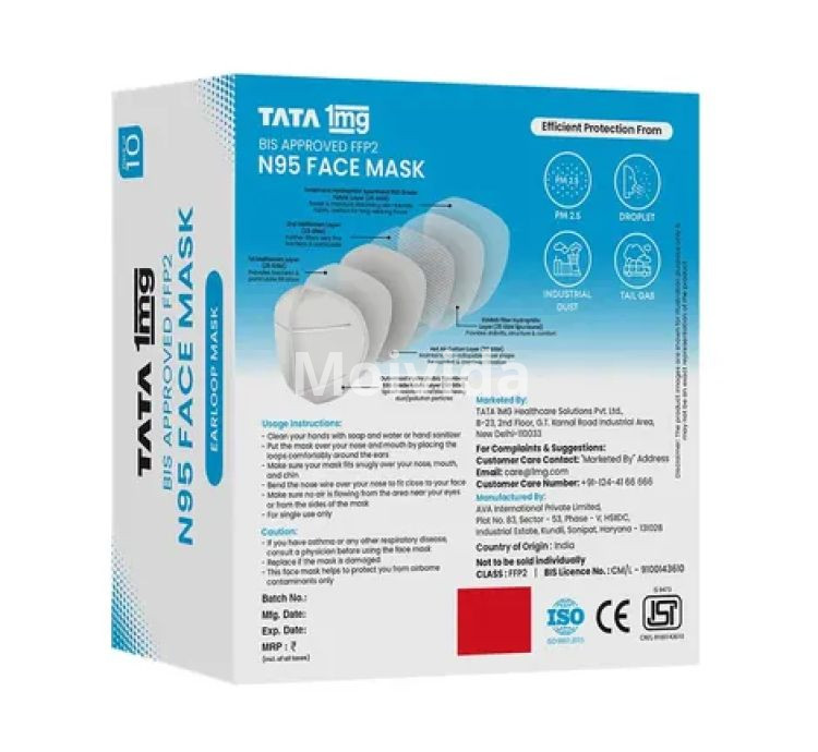 Tata 1mg FFP2 N95 Mask BIS-Approved 6-Layer Premium Protective Mask