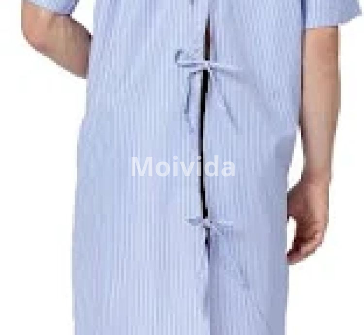 Uwears Unisex Patient Gown Blue Stripe Free Size Comfortable Gown