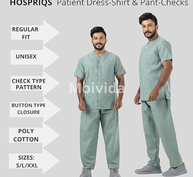 HOSPRIQS Unisex Poly Cotton Patient Dress Shirt & Pant Green Set