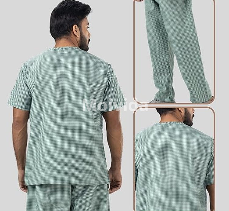 HOSPRIQS Unisex Poly Cotton Patient Dress Shirt & Pant Green Set