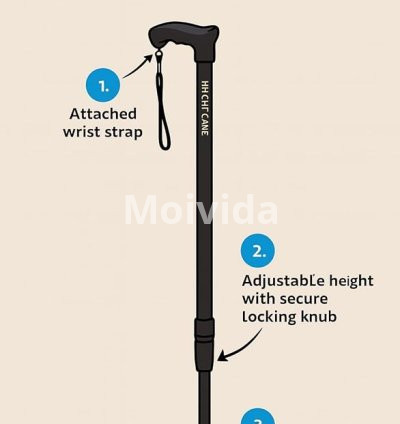 Heal N Care Adjustable Walking Stick Single-Leg Steel Cane for Seniors 3