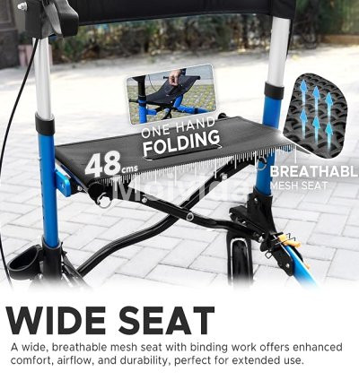 KosmoCare Euro-Style Rollator Compact Folding Walker with Wheels and Seat 3