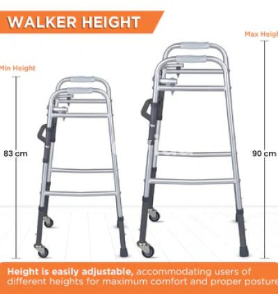 Vissco Dura Lite Foldable Aluminium Walker with Wheels and Adjustable Height 3