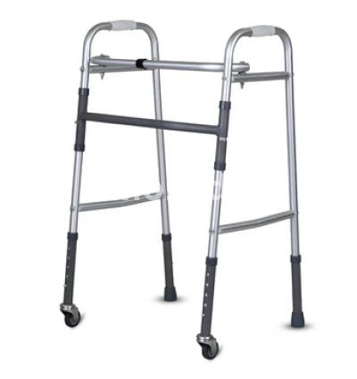 Vissco Dura Lite Foldable Aluminium Walker with Wheels and Adjustable Height