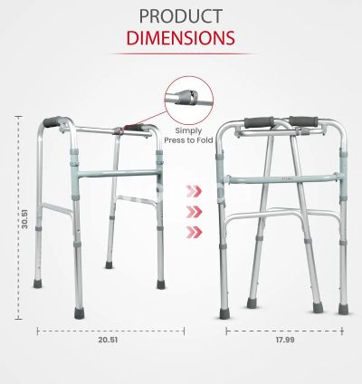 AGEasy Adjustable Walker for Elders – Foldable Steel Frame Walking Aid with Anti-Slip Tips 3
