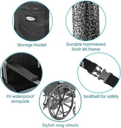 KosmoCare Pride Self-Propelling Commode Wheelchair with Detachable Seat 3