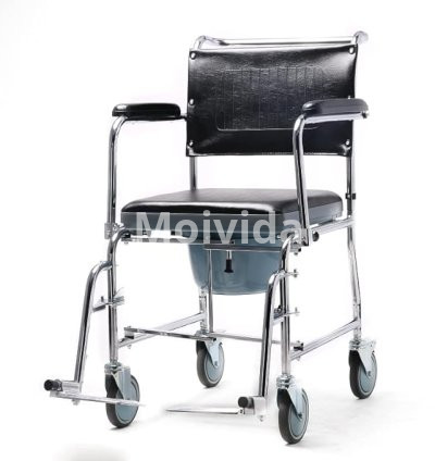 Mobility Kart Foldable Rolling Commode Wheelchair Portable Toilet Chair