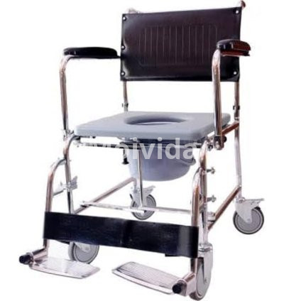Mobility Kart Foldable Rolling Commode Wheelchair Portable Toilet Chair