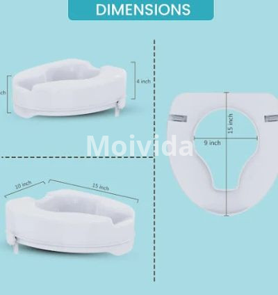 EASYCARE EC7060C4 Toilet Seat Riser – 4-Inch Raised Seat with Safety Lock