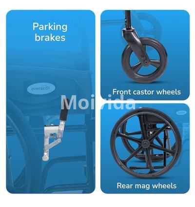Everactiv Economy Foldable Wheelchair Heavy-Duty Self-Propelled with Safety Belt 4