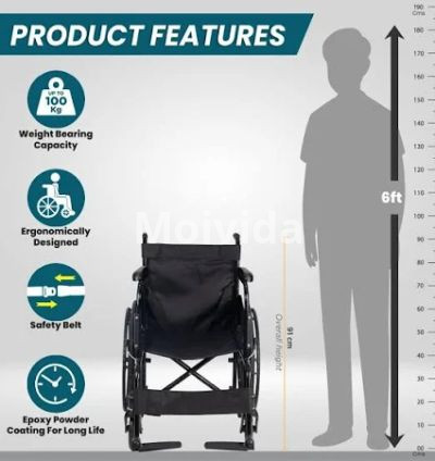 Venante Foldable Wheelchair Lightweight Self-Propelled Chair with Safety Belt