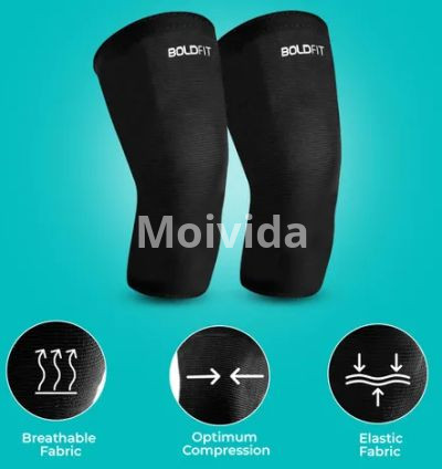 Boldfit Black Knee Caps – Compression Knee Support for Sports & Daily Use (Pair) 3