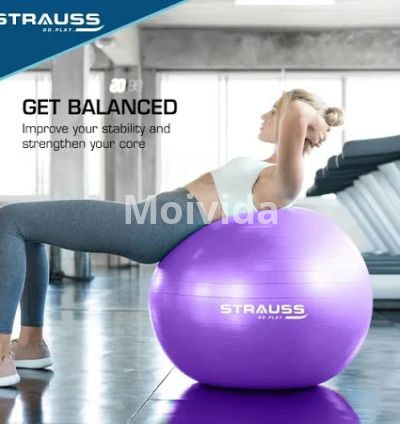 Strauss Rubber Anti-Burst Gym Ball – 65cm Round Shape with Foot Pump 3