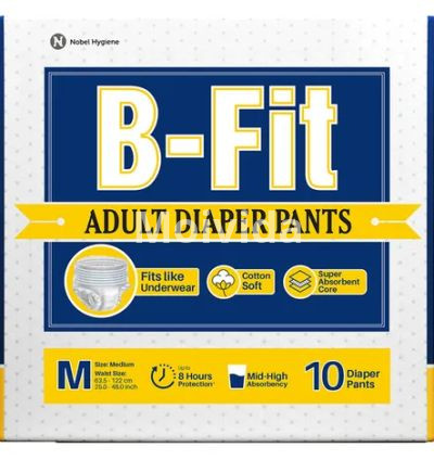 B-FIT Adult Pants Diapers Medium 10-Hour Absorption with Leak Protection