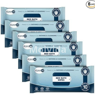 KareIn Bed Bath Wipes Pack of 6 Adult Antibacterial Sponge Bath Wipes