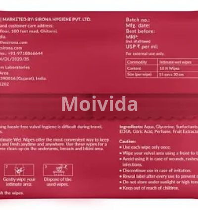 Sirona Intimate Wet Wipes 10 Pulls pH-Balanced Gentle & Paraben-Free 3