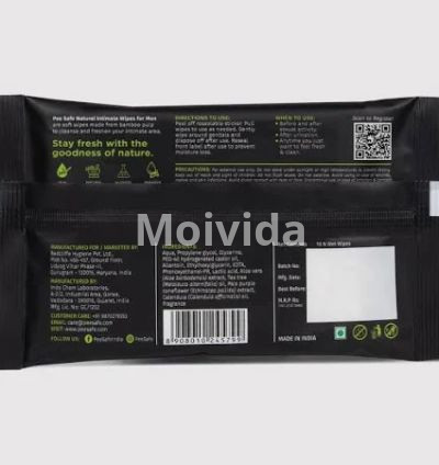 Pee Safe Natural Intimate Wipes Women 10 pcs pH-Balanced & Alcohol-Free