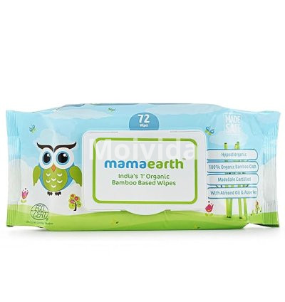 Mamaearth Organic Bamboo Baby Wipes 72 Soft Hypoallergenic Wipes