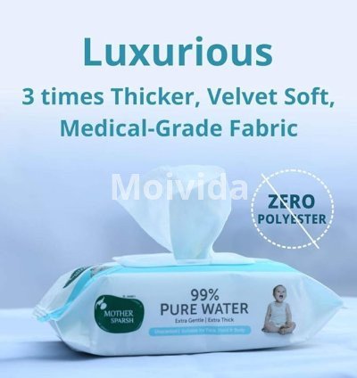 Mother Sparsh 99% Pure Water Baby Wipes 72 Unscented Plant-Based Wipes 4